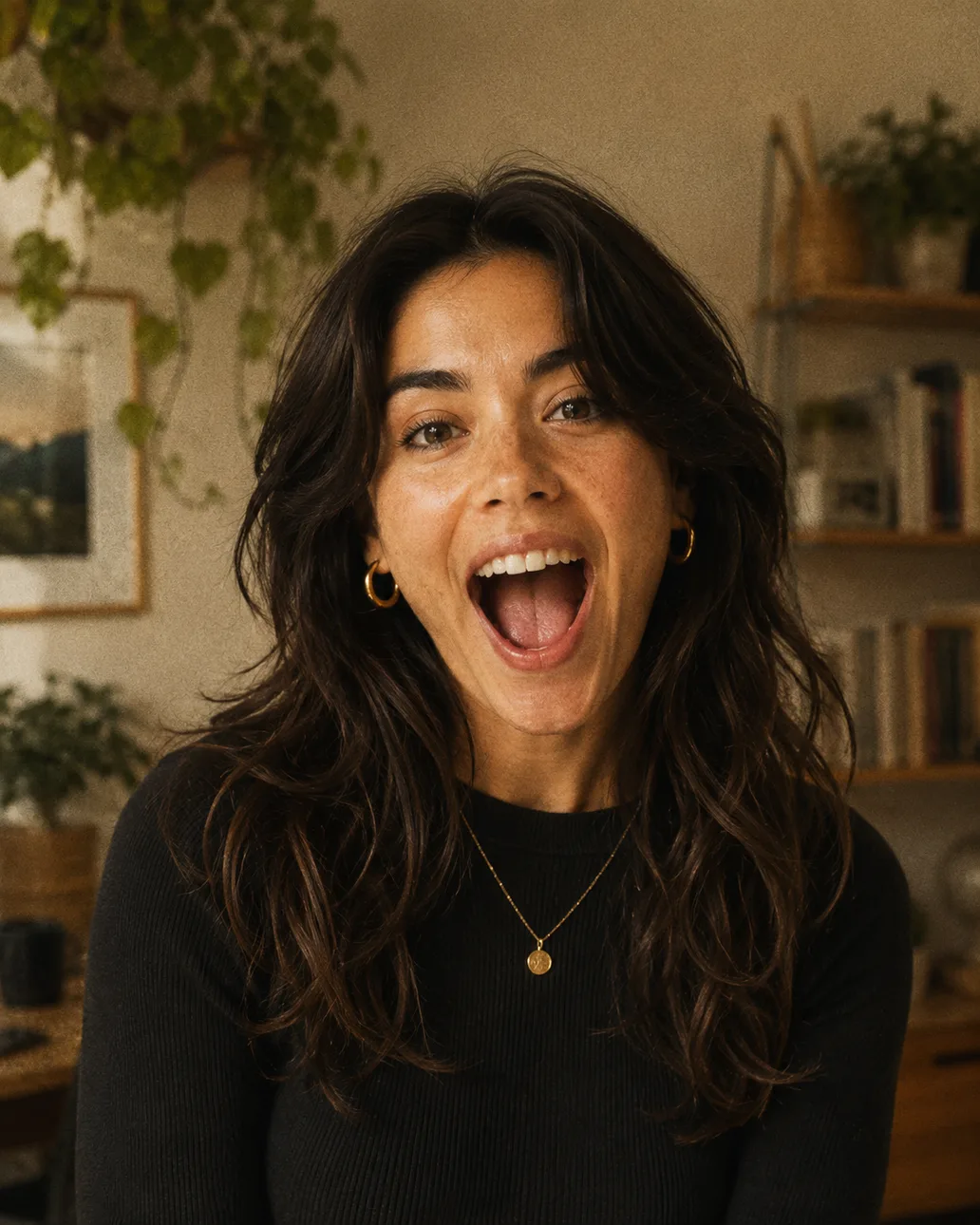 A workshop participant reacting to the site she just built